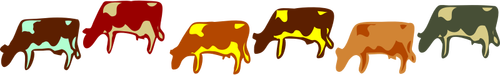 Colored Cows Set Clipart
