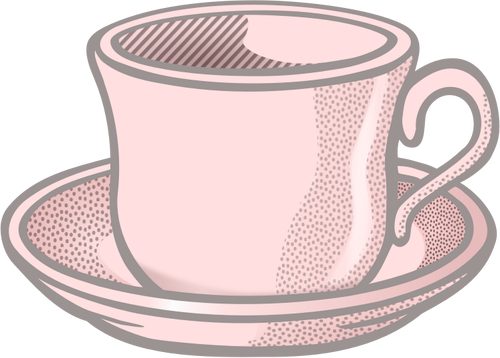 Of Pink Wavy Tea Cup On Saucer Clipart