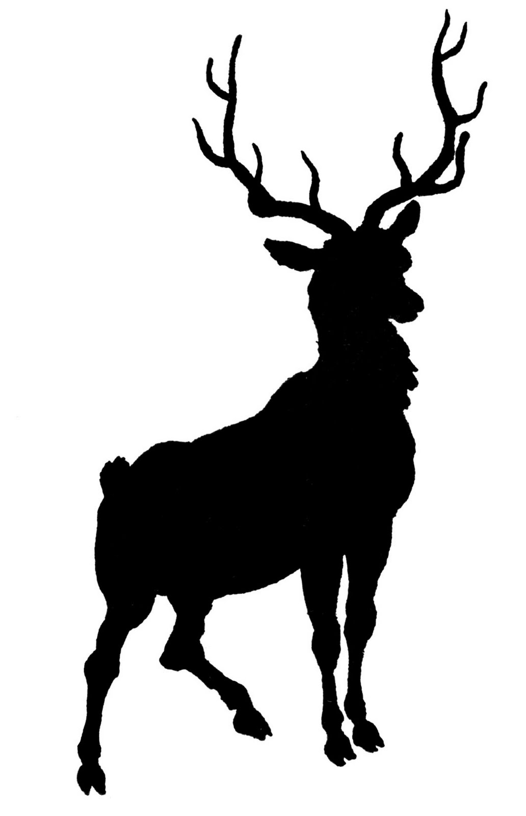 Vintage Deer With Antlers Silhouette The Graphics Clipart