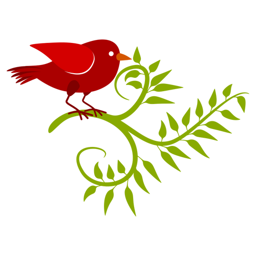 Red Bird In A Branch Clipart