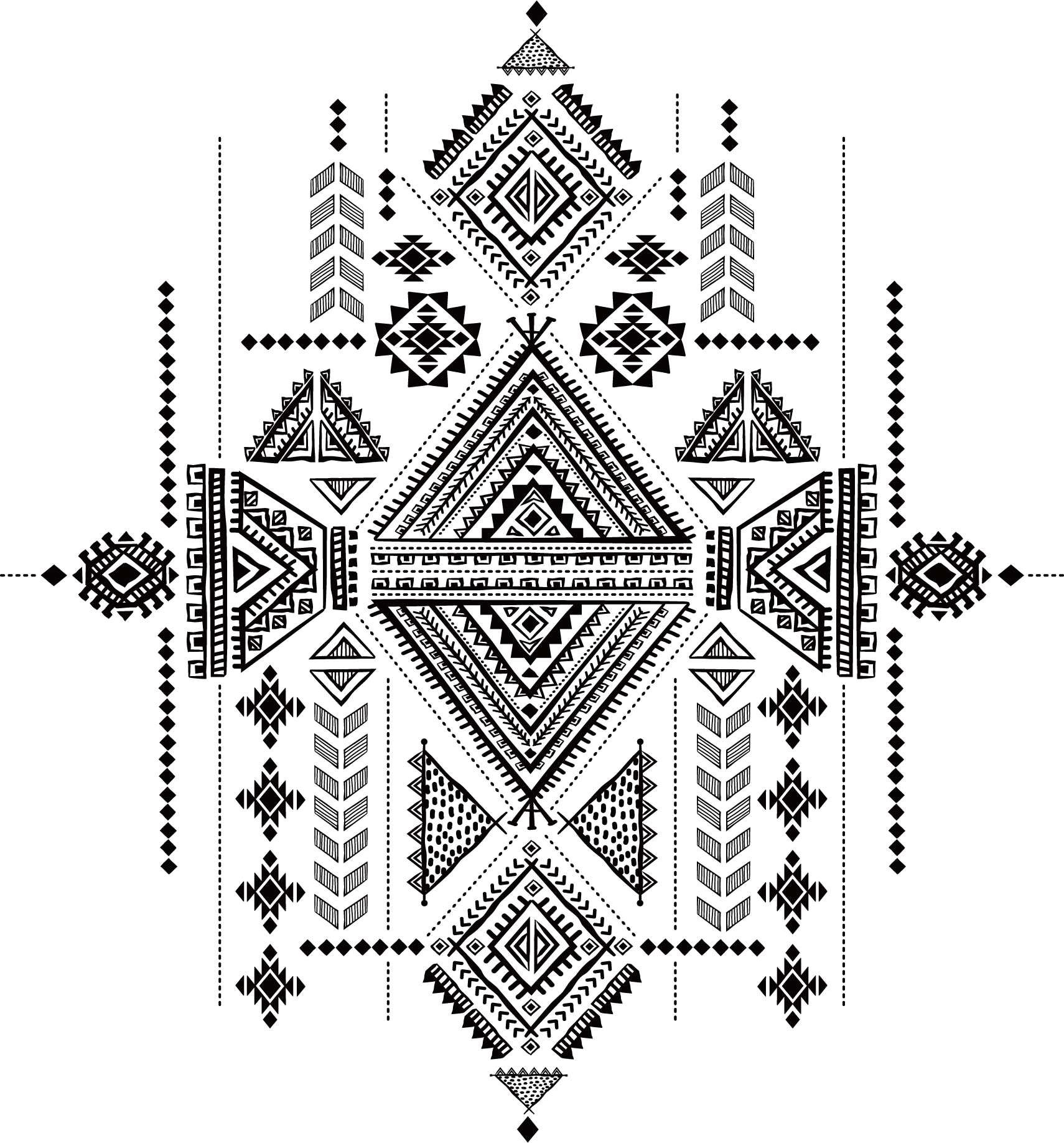 Diamond Pattern Ornament Royalty-Free T-Shirt Vector Black Clipart