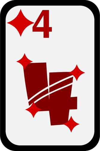 Four Of Diamonds Funky Playing Card Clipart