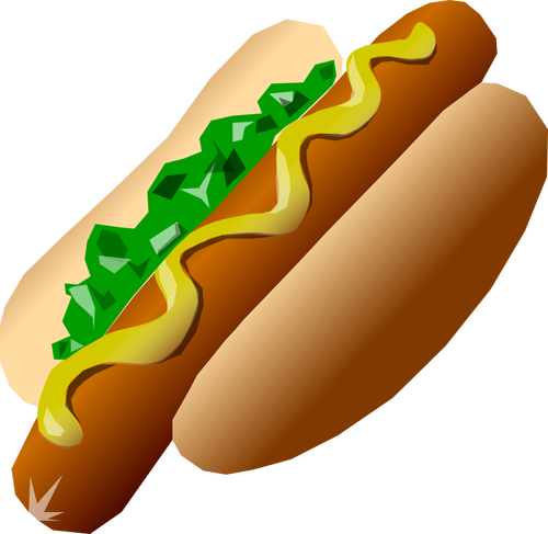 Image Of A Hot Dog Served With Mustard Clipart