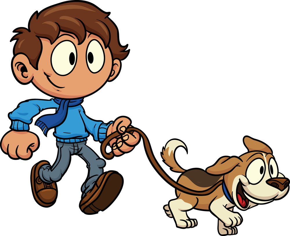 Clip Art Man Walking Dogs Kid Clipart