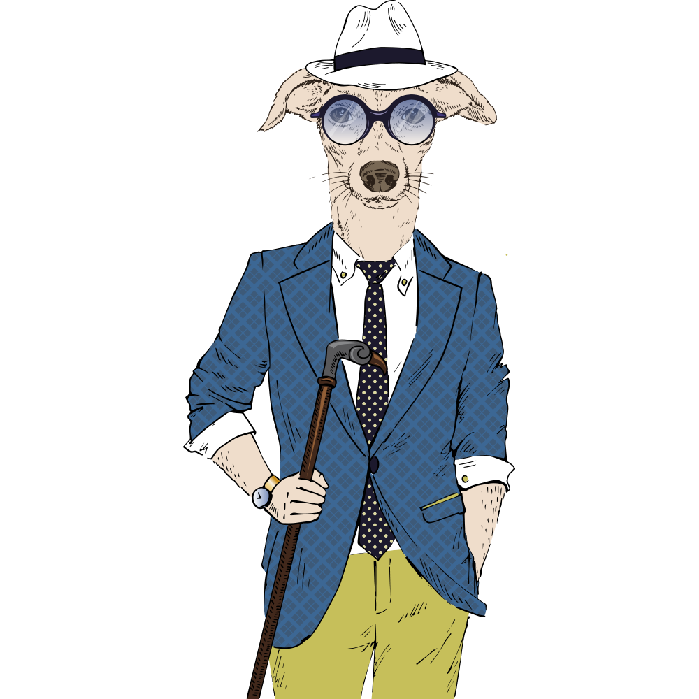 Gentleman Dog Illustration Hipster Suit Puppy Clipart