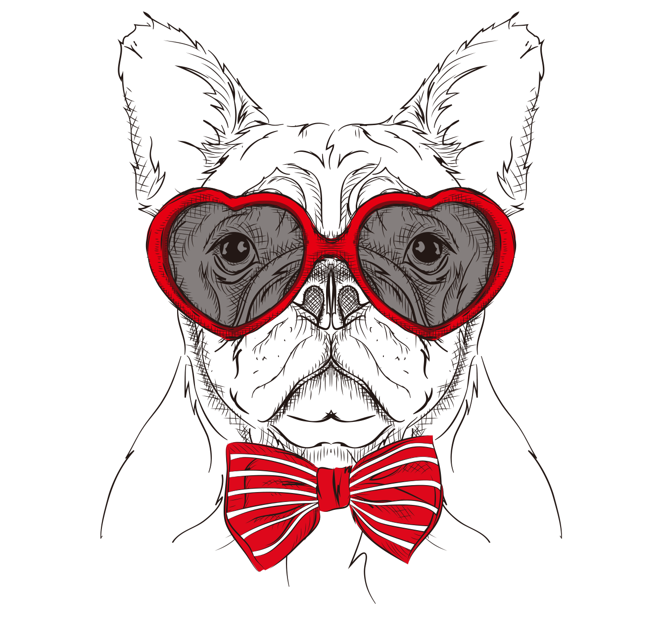 Head Painted Bow Dog'S Tie Cartoon Glasses Clipart