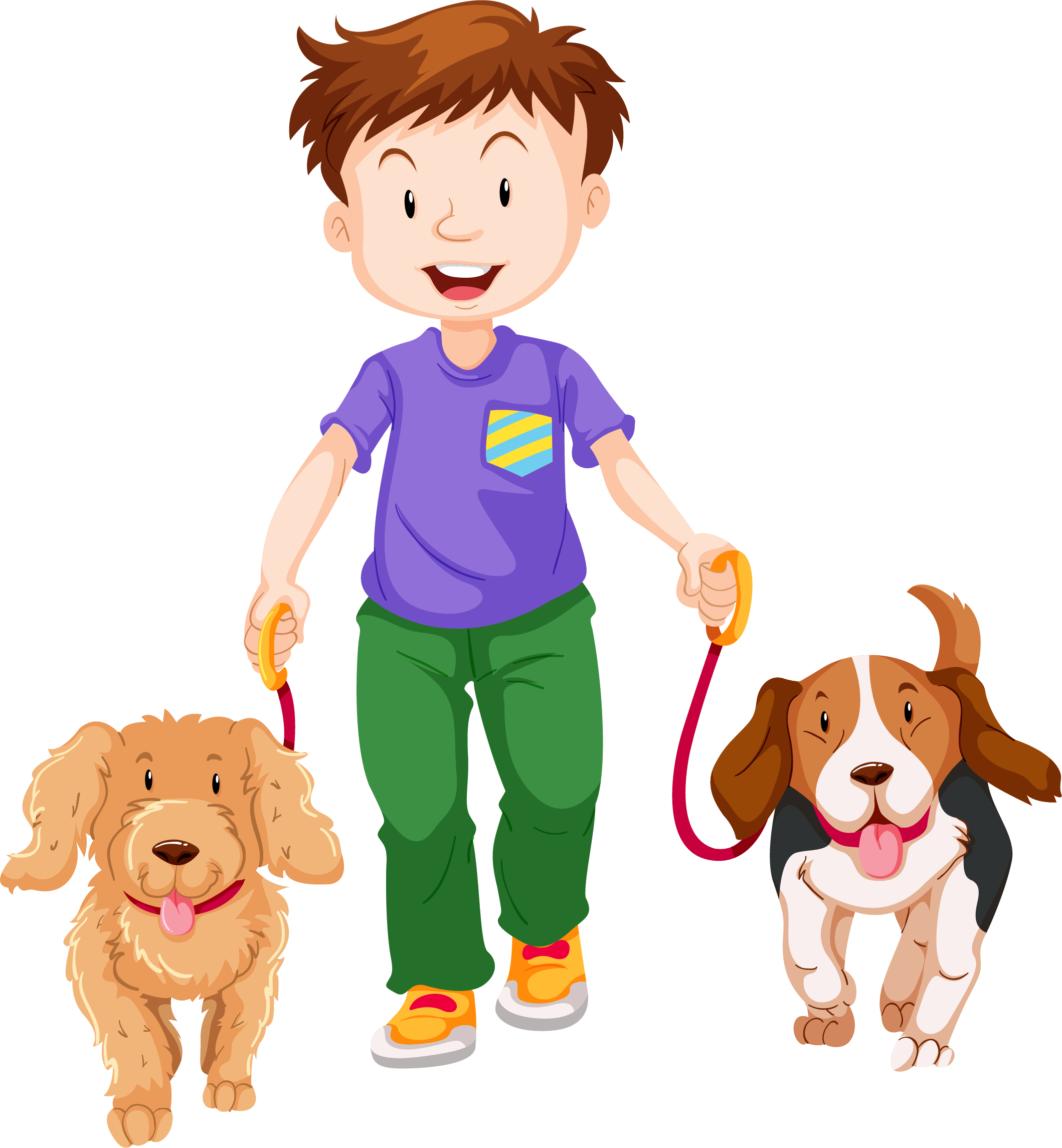 Pet Walking Dog Boy, Cartoon Free Download Image Clipart