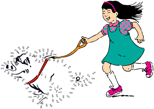 Connect The Dots Walking The Dog Clipart