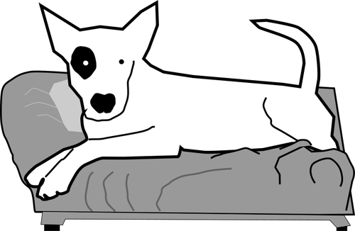 Of Bullterrier On The Bed Clipart