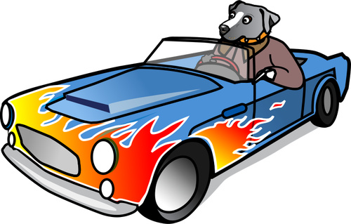 Dog In Sports Car Clipart