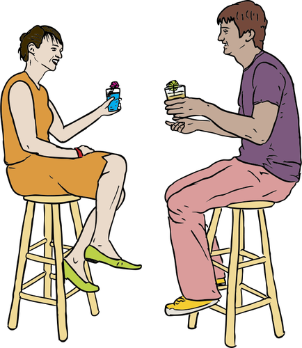 Couple Having Drinks Clipart