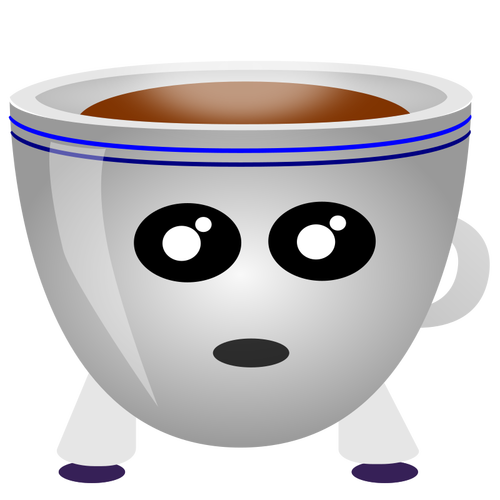 Image Of A Cup Of Coffee With Eyes And Mouth Clipart