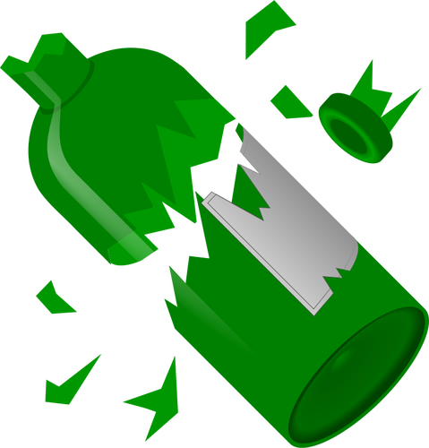 Broken To Pieces Green Bottle Clipart