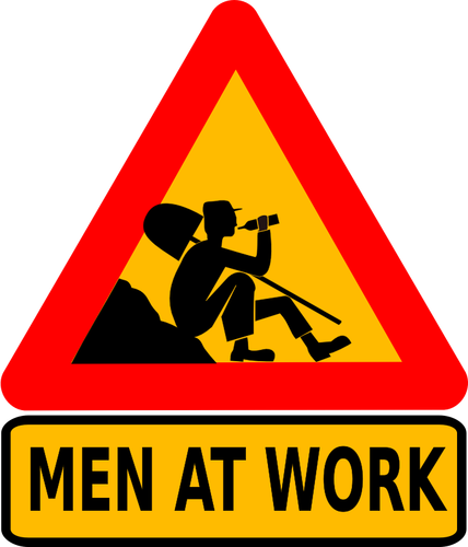 Of Men At Work Warning Sign Clipart
