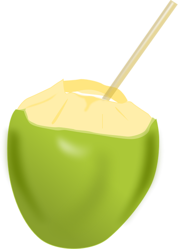 Coconut With A Straw Clipart