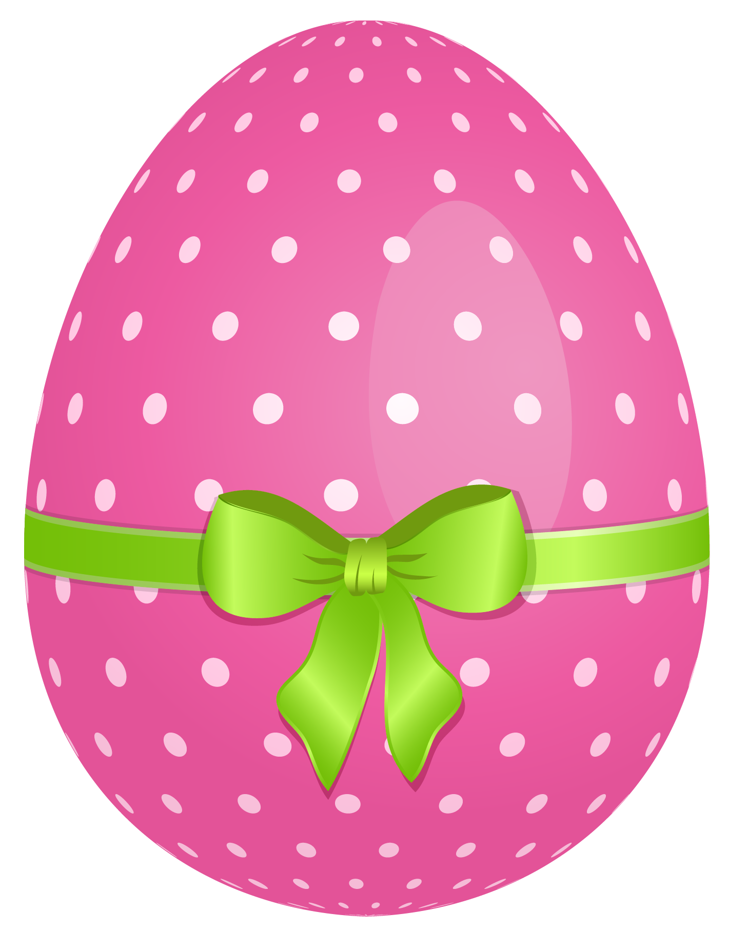 Pink Dotted With Bow Green Egg Bunny Clipart