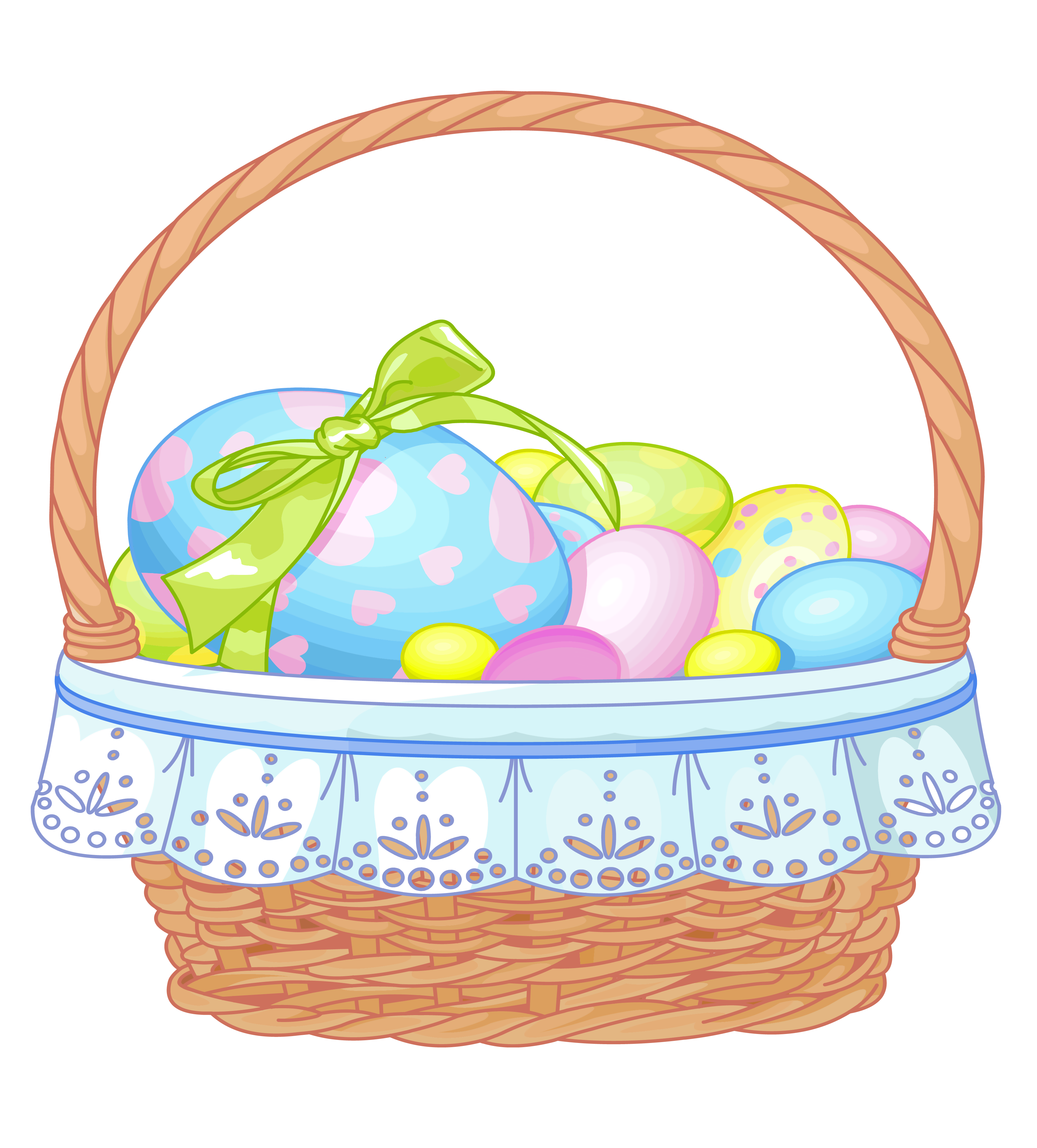 Easter Eggs Transparent Basket With Bunny Clipart