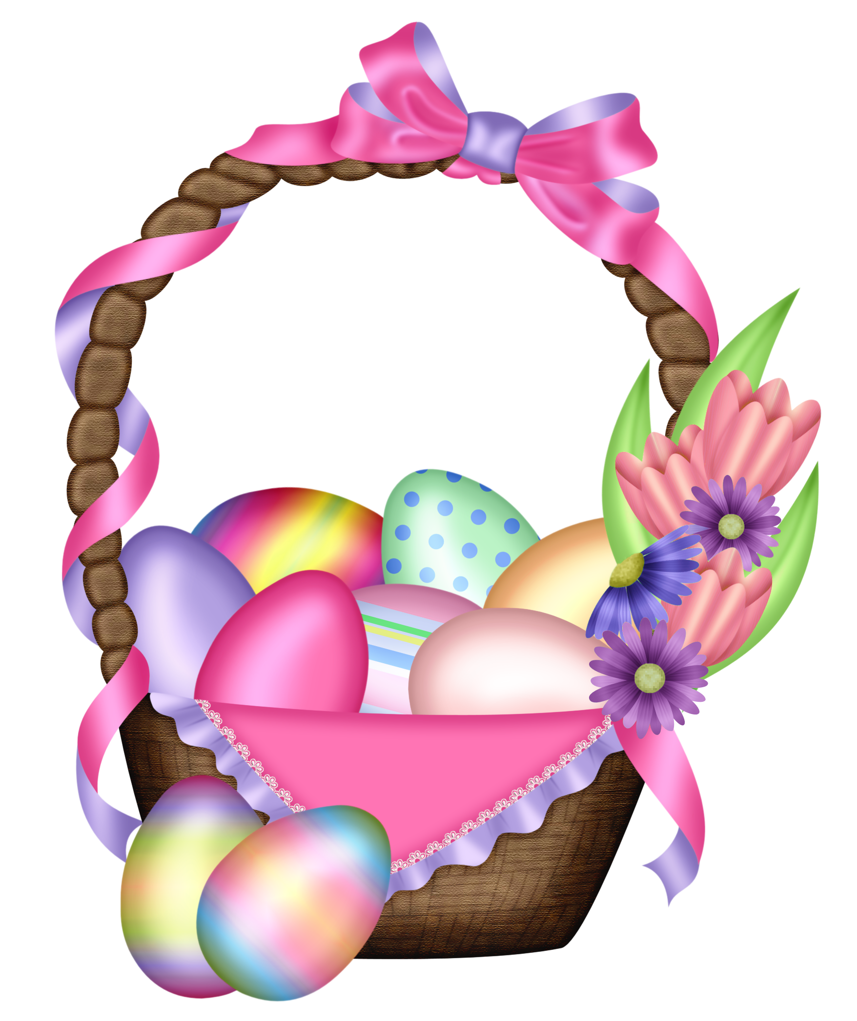 Colorful Easter Transparent Basket Egg Bunny Clipart
