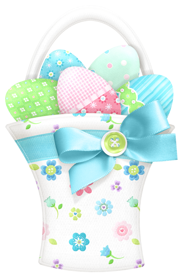 Decorative Basket White Easter Bunny PNG Image High Quality Clipart