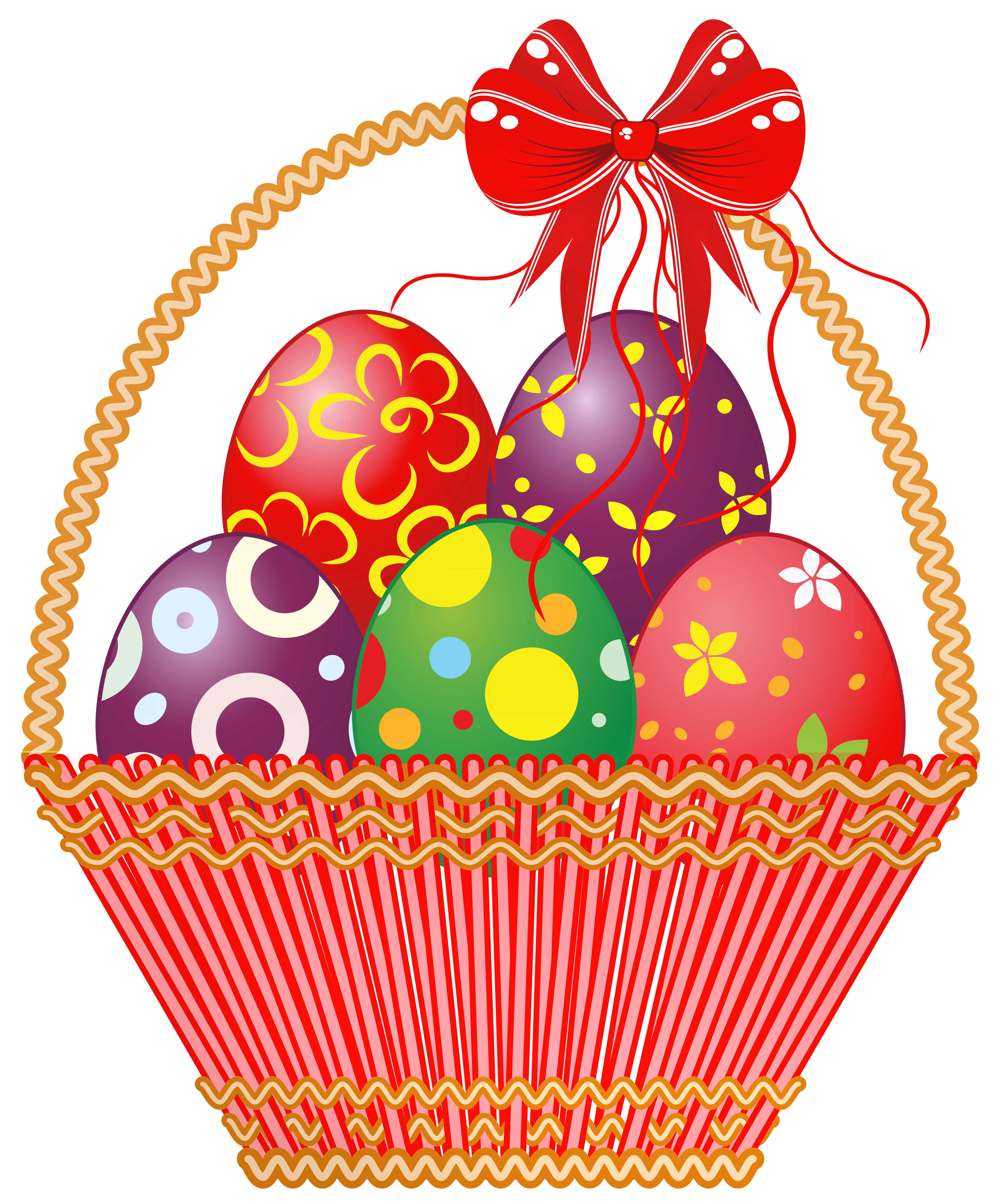 Picture Easter Eggs Basket With Bunny Red Clipart
