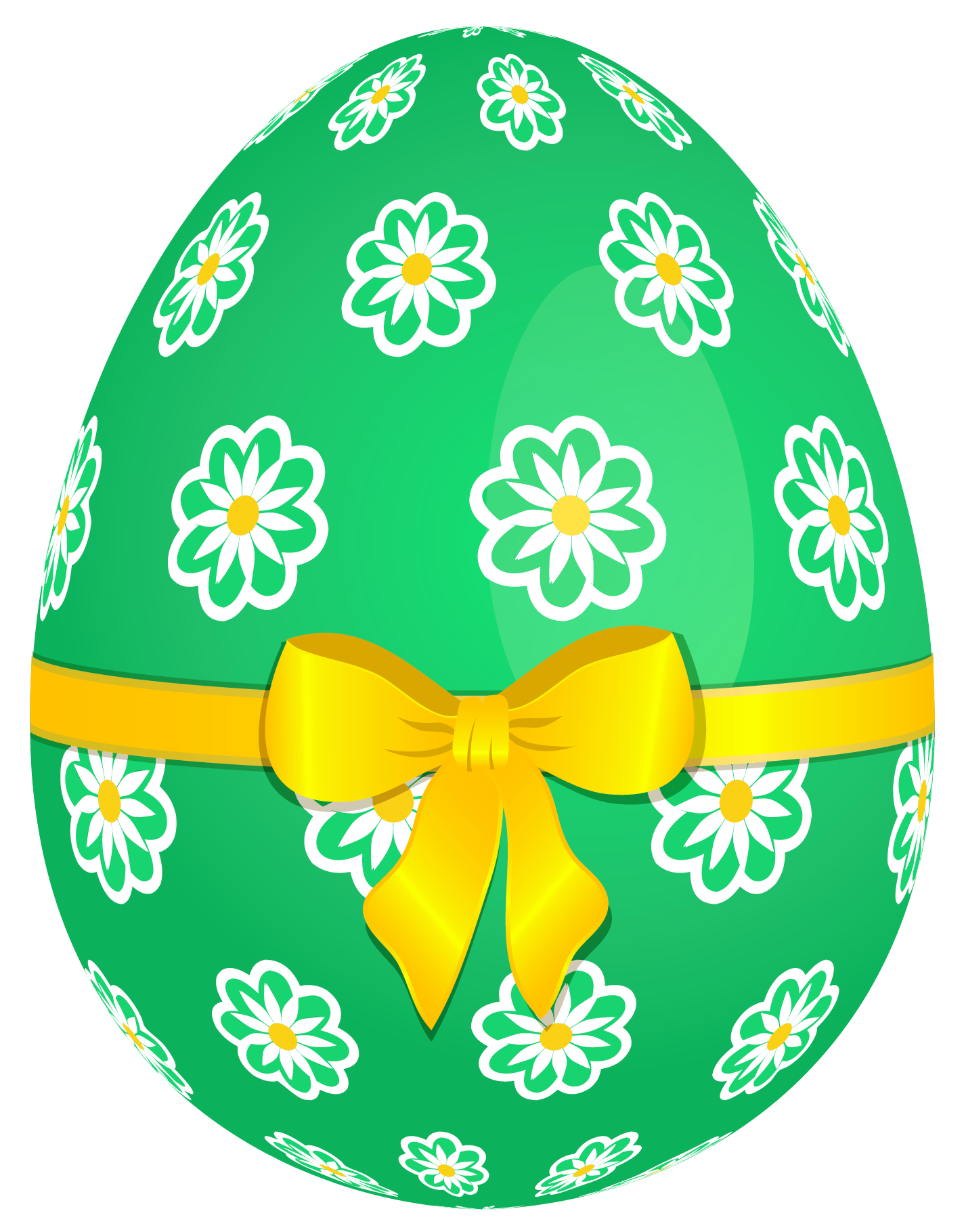 And Picture Egg Yellow Bow Green Flowers Clipart