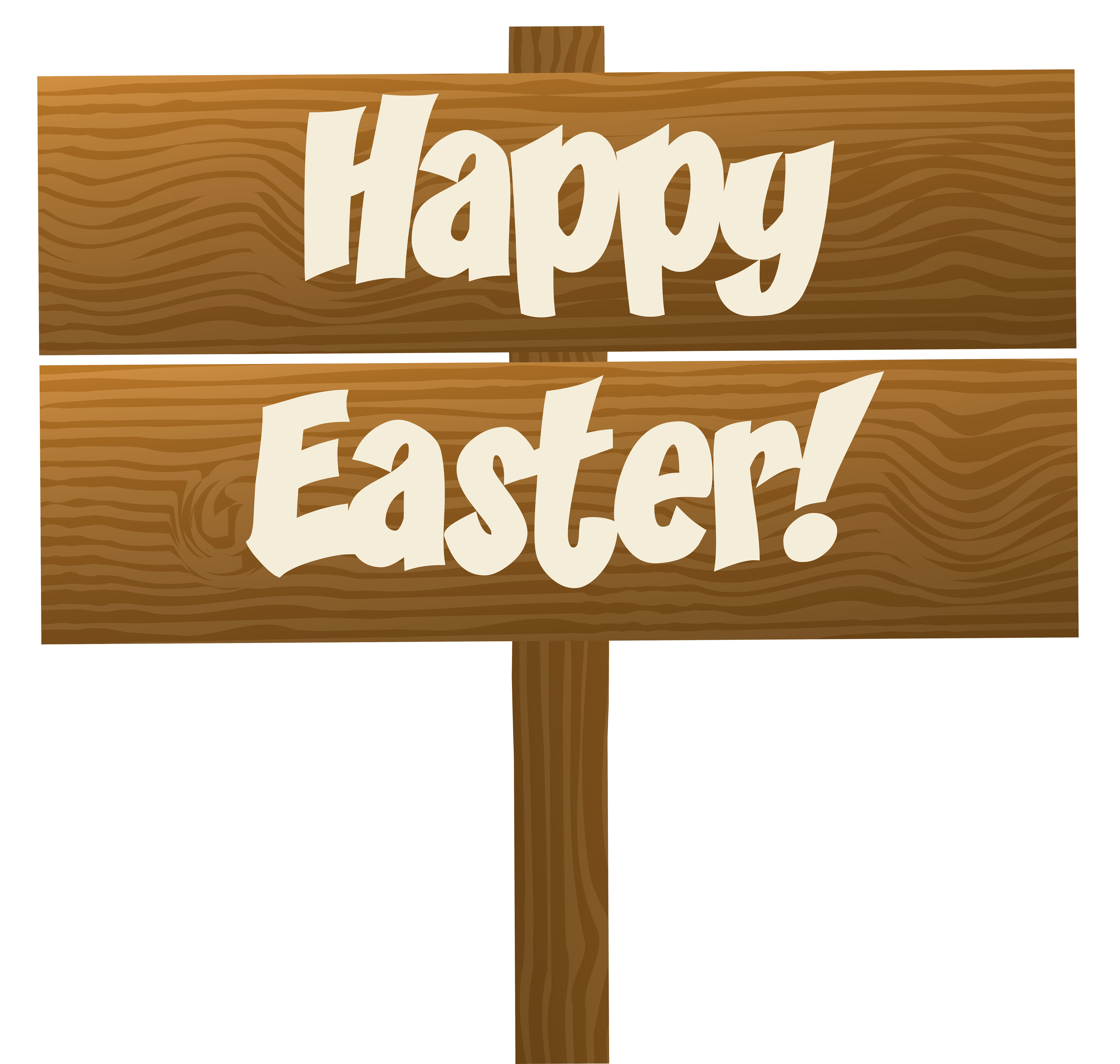 Wooden Happy Easter Transparent Sign Free HQ Image Clipart