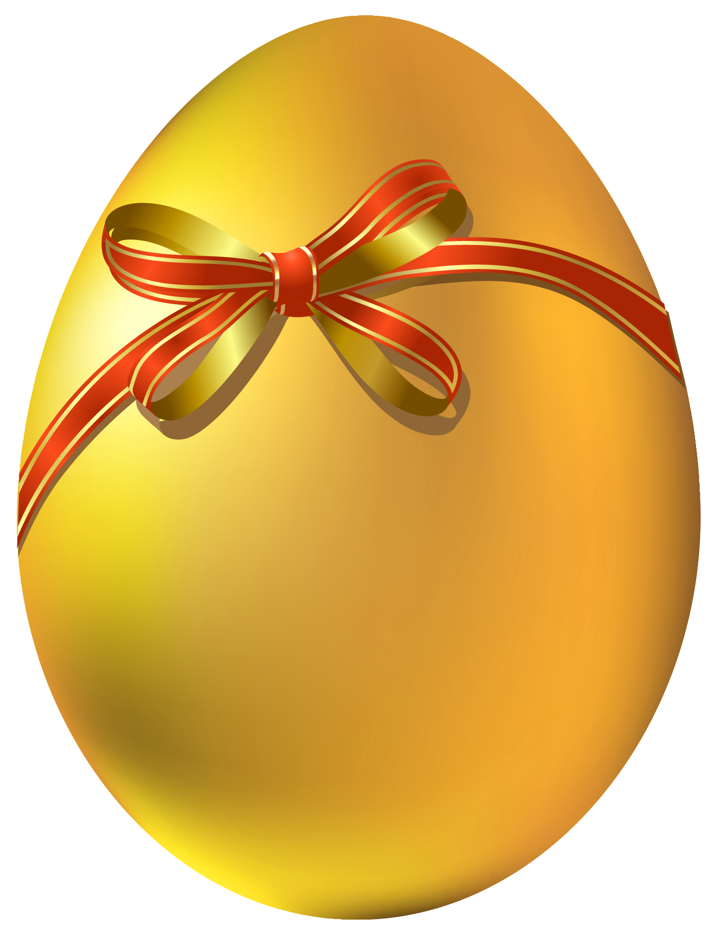 Golden Gold Egg Bow With Red Easter Clipart