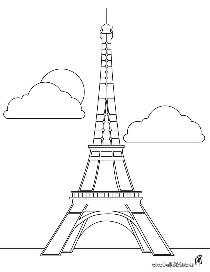 Eiffel Tower Coloring Pages And Stencils Wallhi Clipart