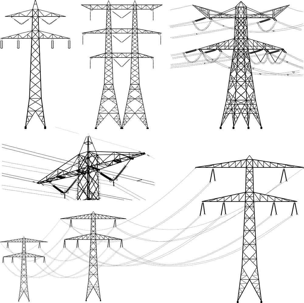 Wire Electric Power Transmission High Electricity Overhead Clipart