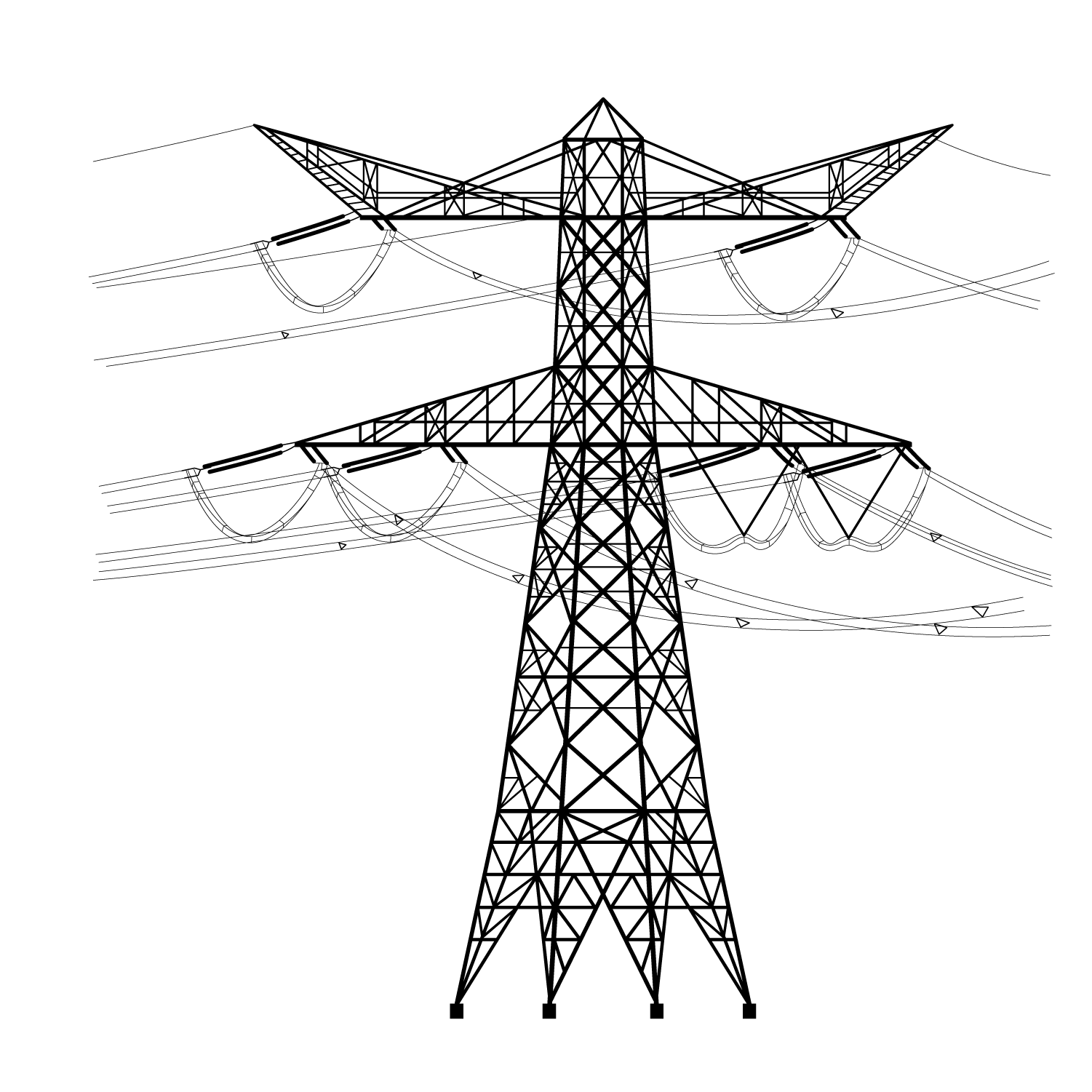 Cable Power Electricity High Pole Vector Overhead Clipart