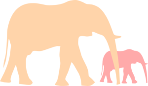 Mother And Baby Elephant At Vector Clipart