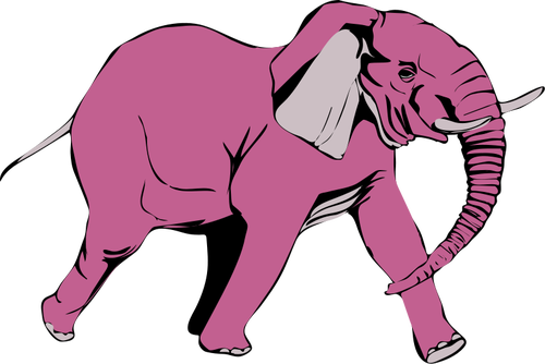 Pink Elephant Walking Clipart