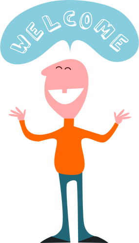 Of Male Character Saying Welcome Clipart