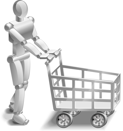 Robot With A Shopping Trolley Clipart