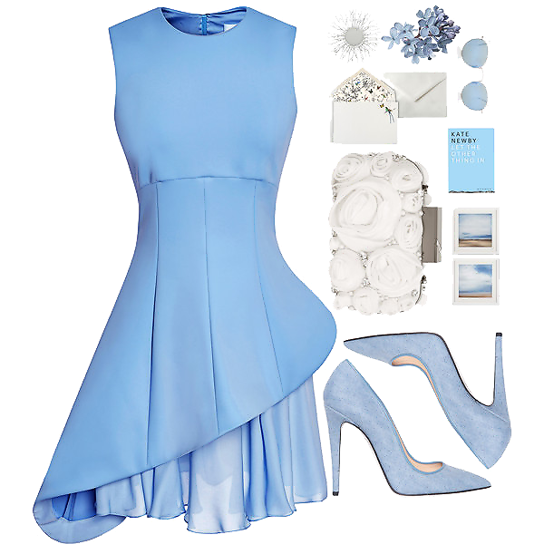 Blue Fashion High-End With Handbag Dress Skirt Clipart