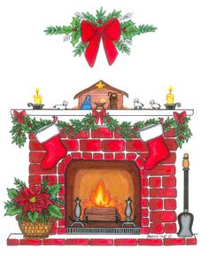 Christmas Fireplace Clipart Clipart