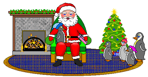 Christmas Santa Sitting By A Fireplace Listening Clipart