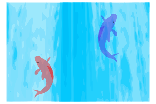 Of Carps Climbing Up A Waterfall Clipart