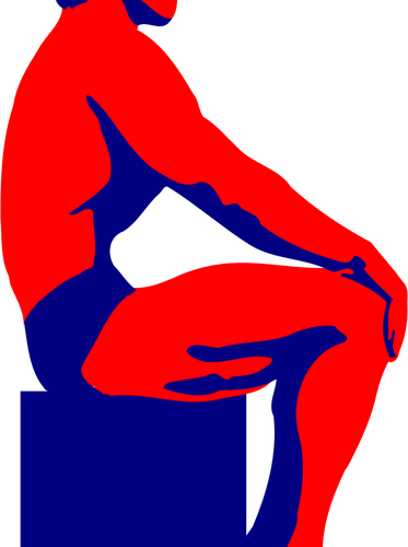 Of Sitting Red And Blue Bodybuilder Man Clipart