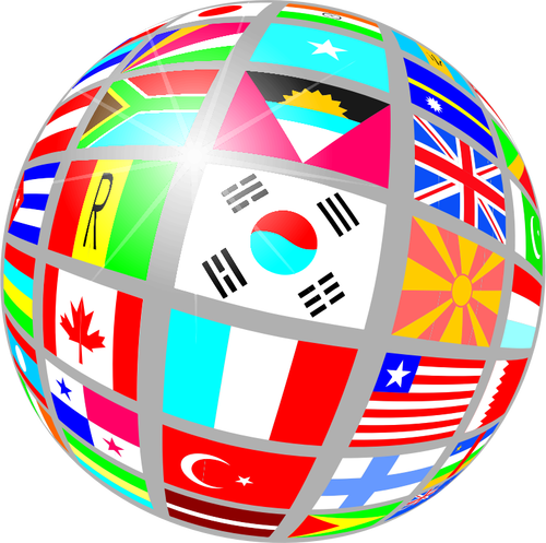 Globe Shape With Flags Clipart