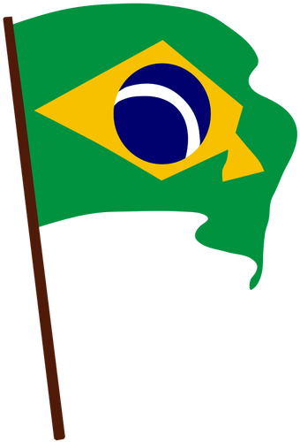 Flag Of Brazil On Pole Clipart