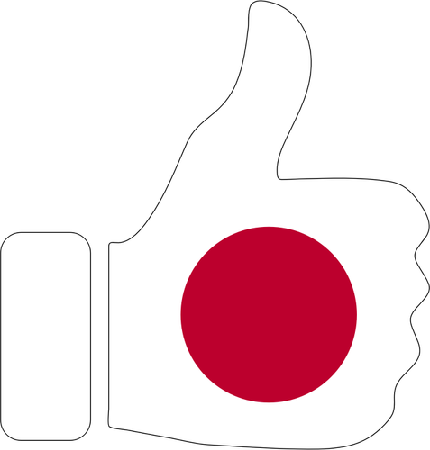 Japanese Flag With Hand Approval Clipart