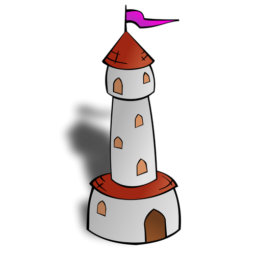 Round Tower With Flag Clipart
