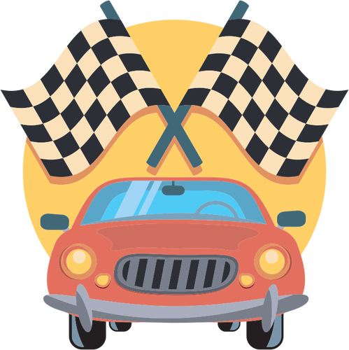 Car And Racing Flags Clipart