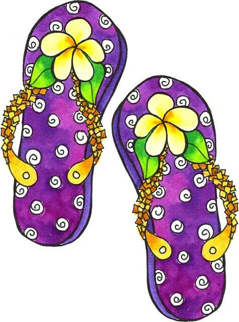Happy Feet Flip Flops Summer Ising Aline Clipart