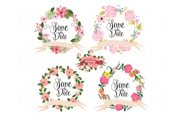 Wedding Floral Wreath Heart Illustrations On Creative Clipart