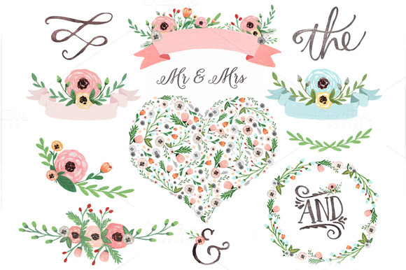 Floral Fresca Watercolor Flower Illustrations On Creative Clipart
