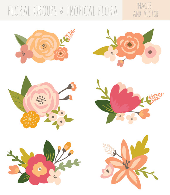 Floral Flower Bunches Tropical And Clipart Clipart