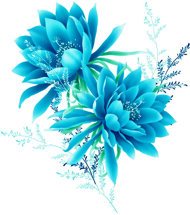 Blue Flower Effect Element Flowers Pixel Clipart