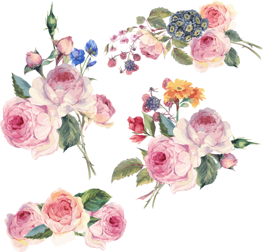 Flower Vector Design Floral Flowers Hand-Painted Clipart